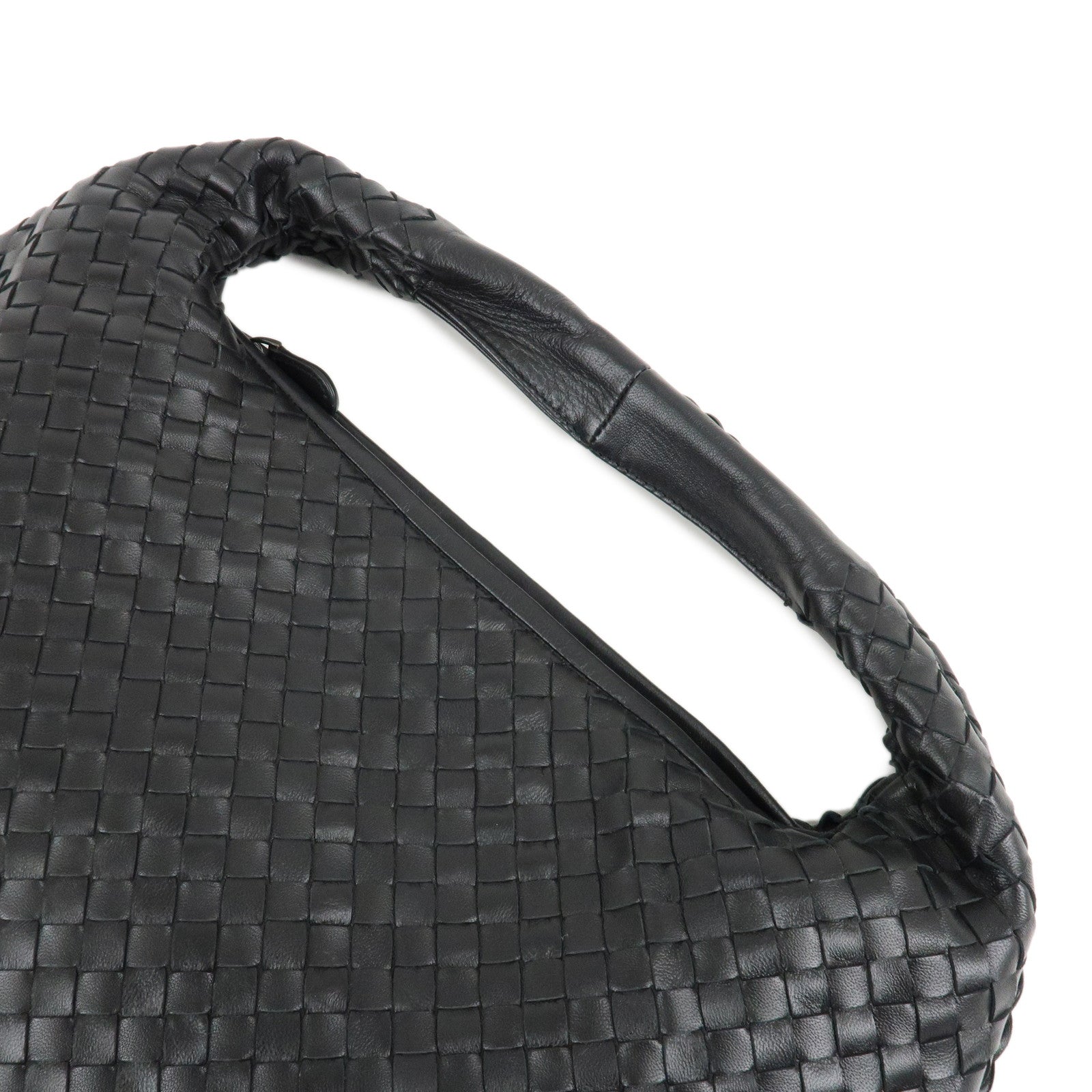 BOTTEGA VENETA HOBO Intrecciato Leather Shoulder Bag Black 115653