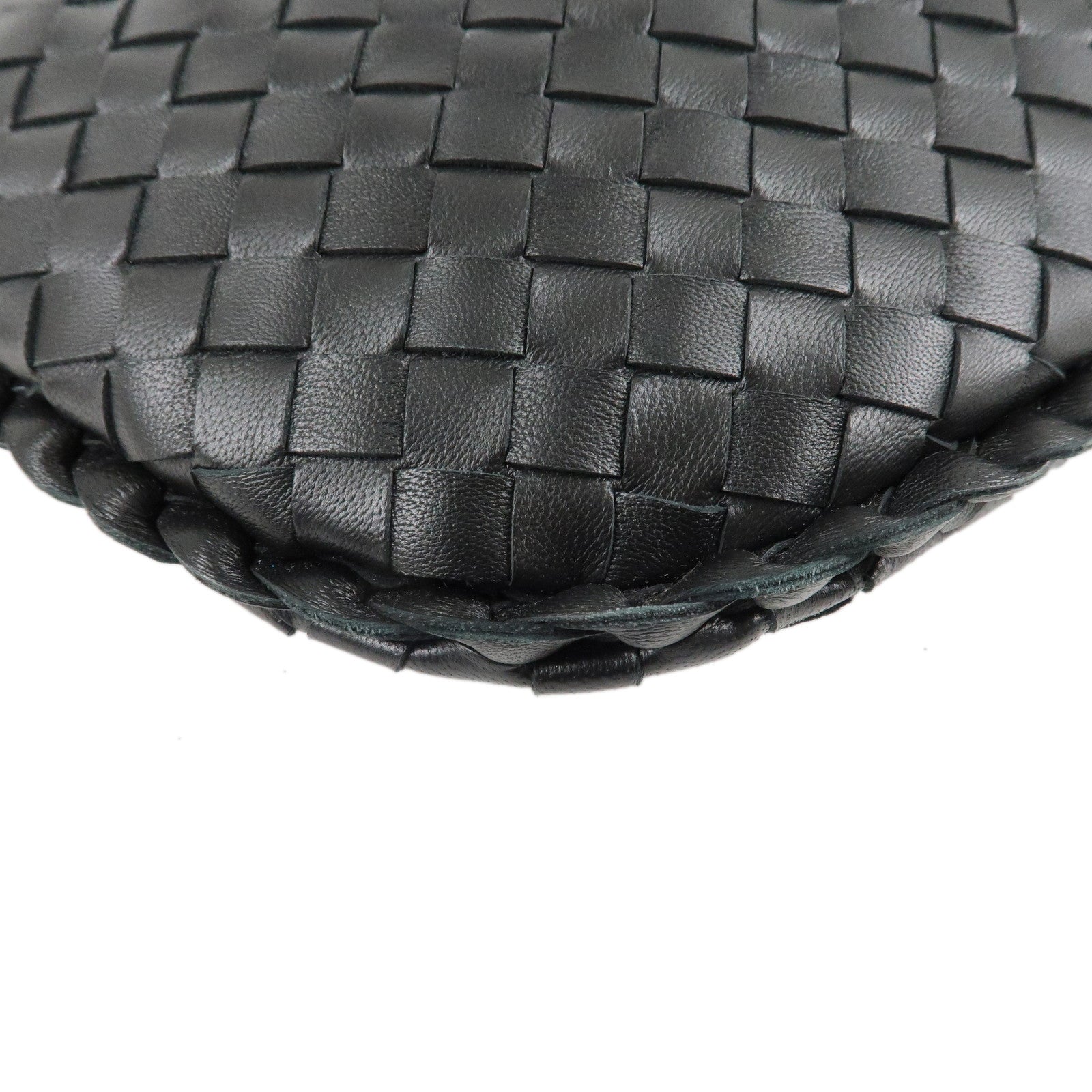 BOTTEGA VENETA HOBO Intrecciato Leather Shoulder Bag Black 115653