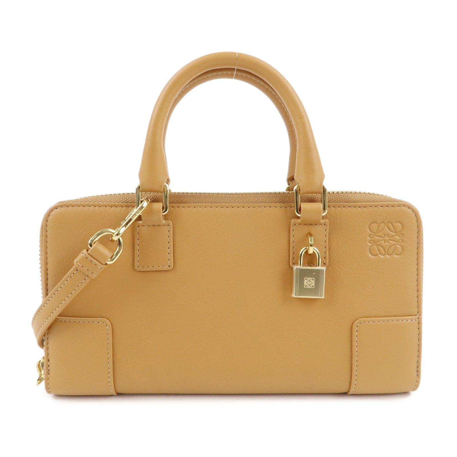 LOEWE-Amazona-Leather-2Way-Shoulder-Hand-Bag-Hand-Bag-Beige