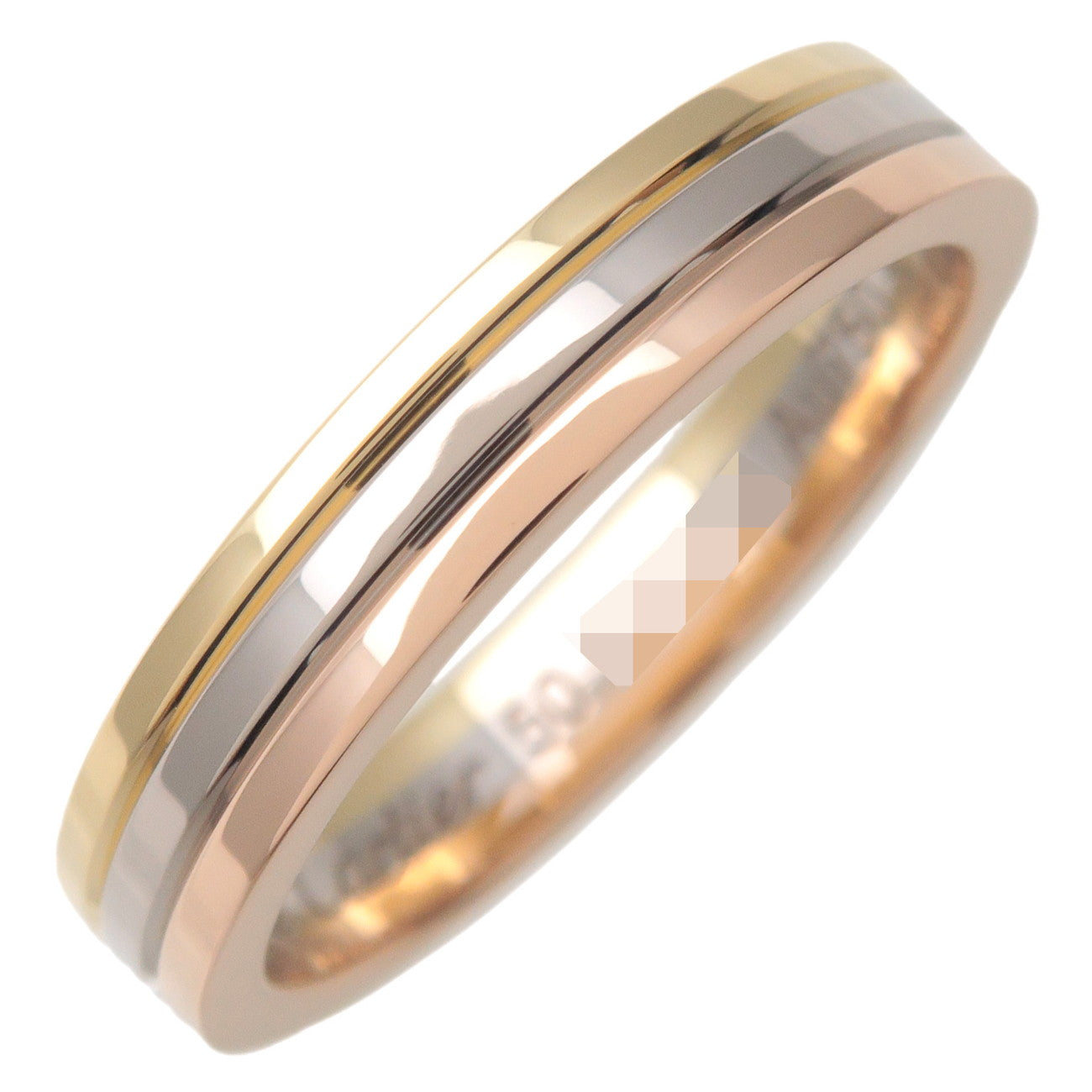 Cartier-Vendome-Three-Color-Ring-K18-750-YG/WG/PG-#50-US5.5