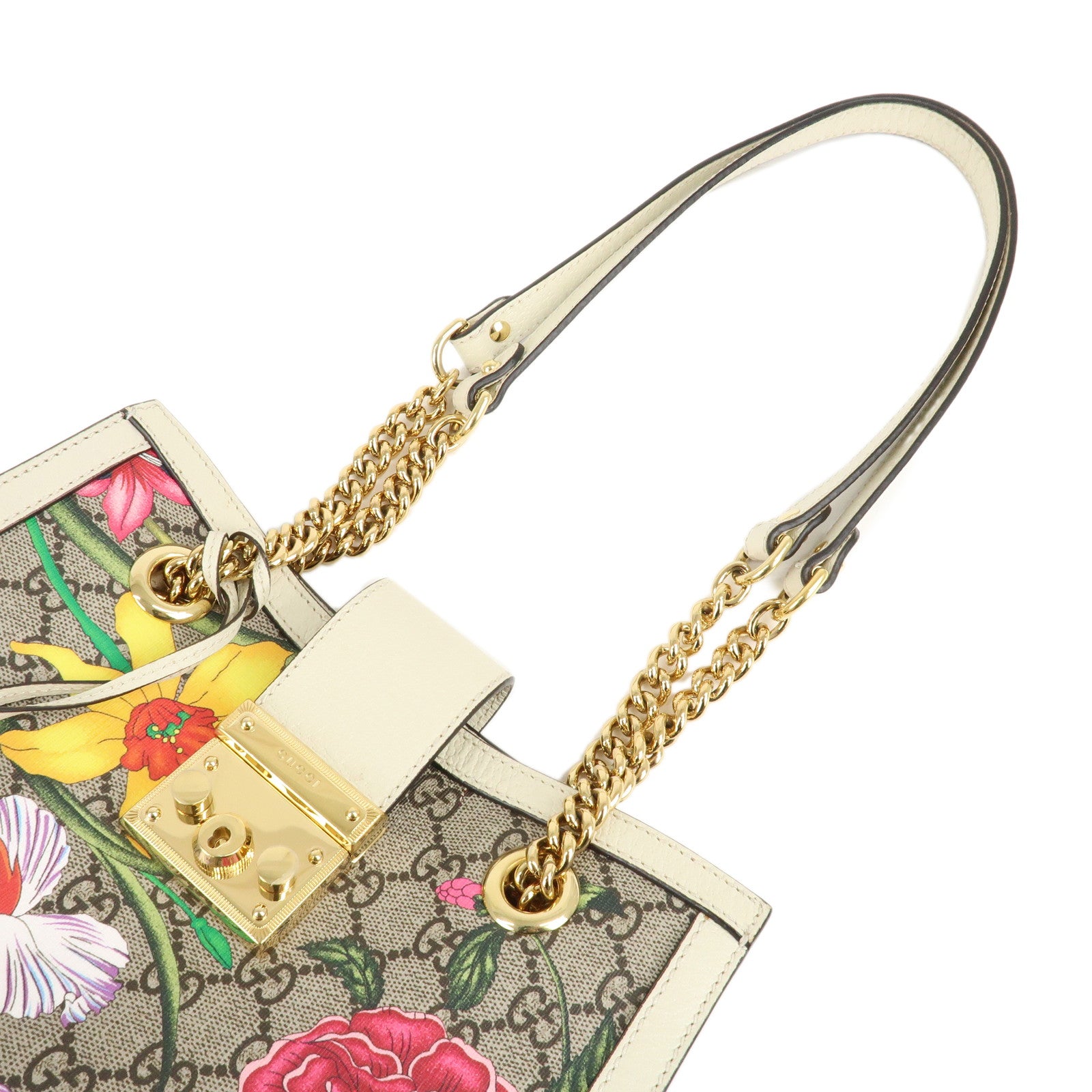 GUCCI GG Flora GG Supreme Leather Chain Shoulder Bag 498156