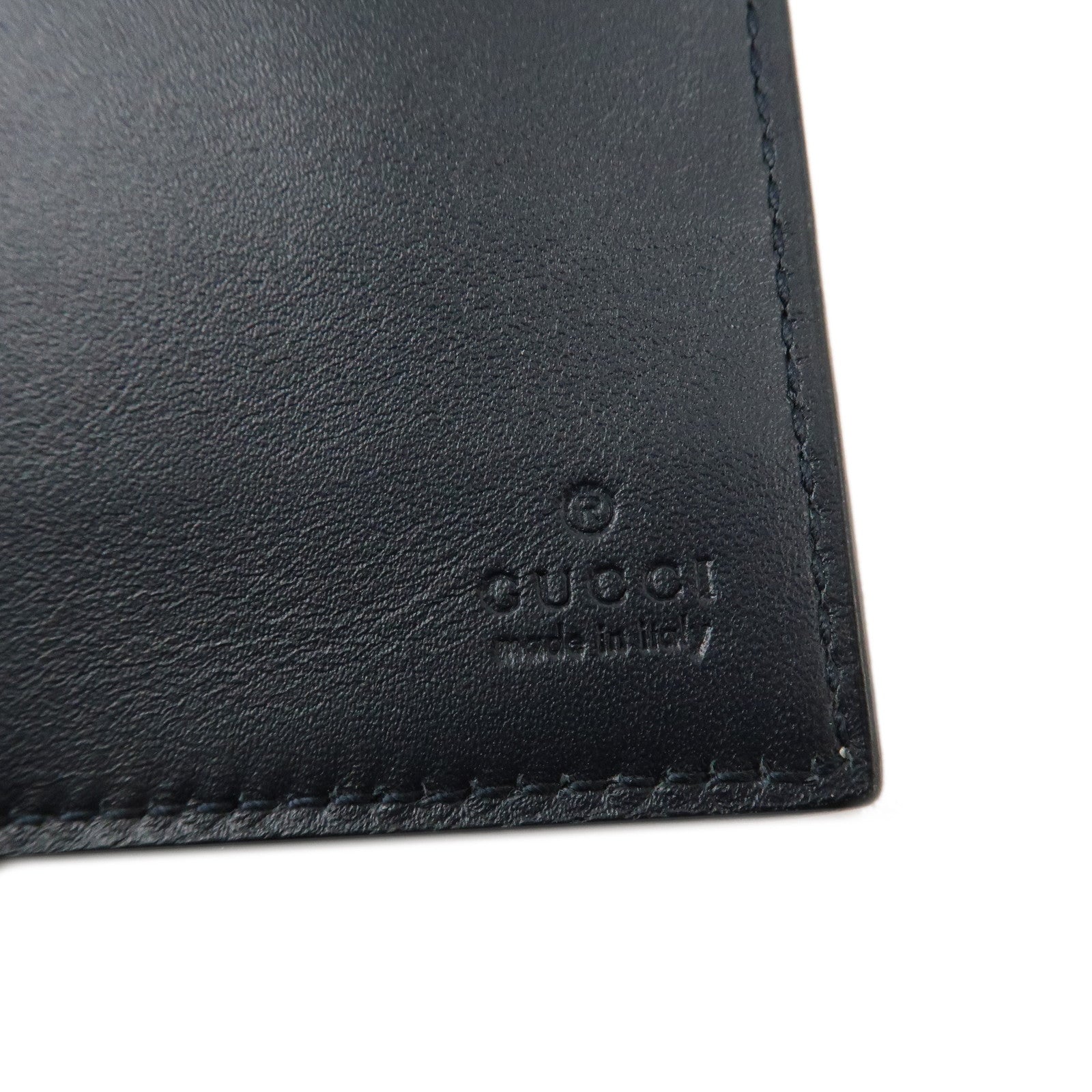 GUCCI Sherry GG Supreme Leather Bifold Long Wallet 408830 Navy