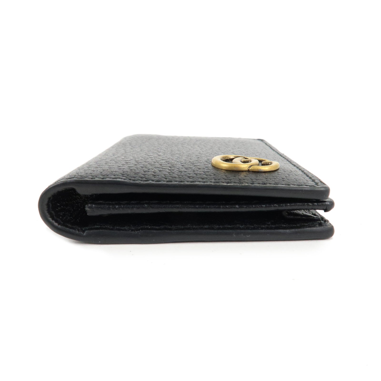 GUCCI GG Marmont Leather Bi-fold Card Case Black 428737 Used