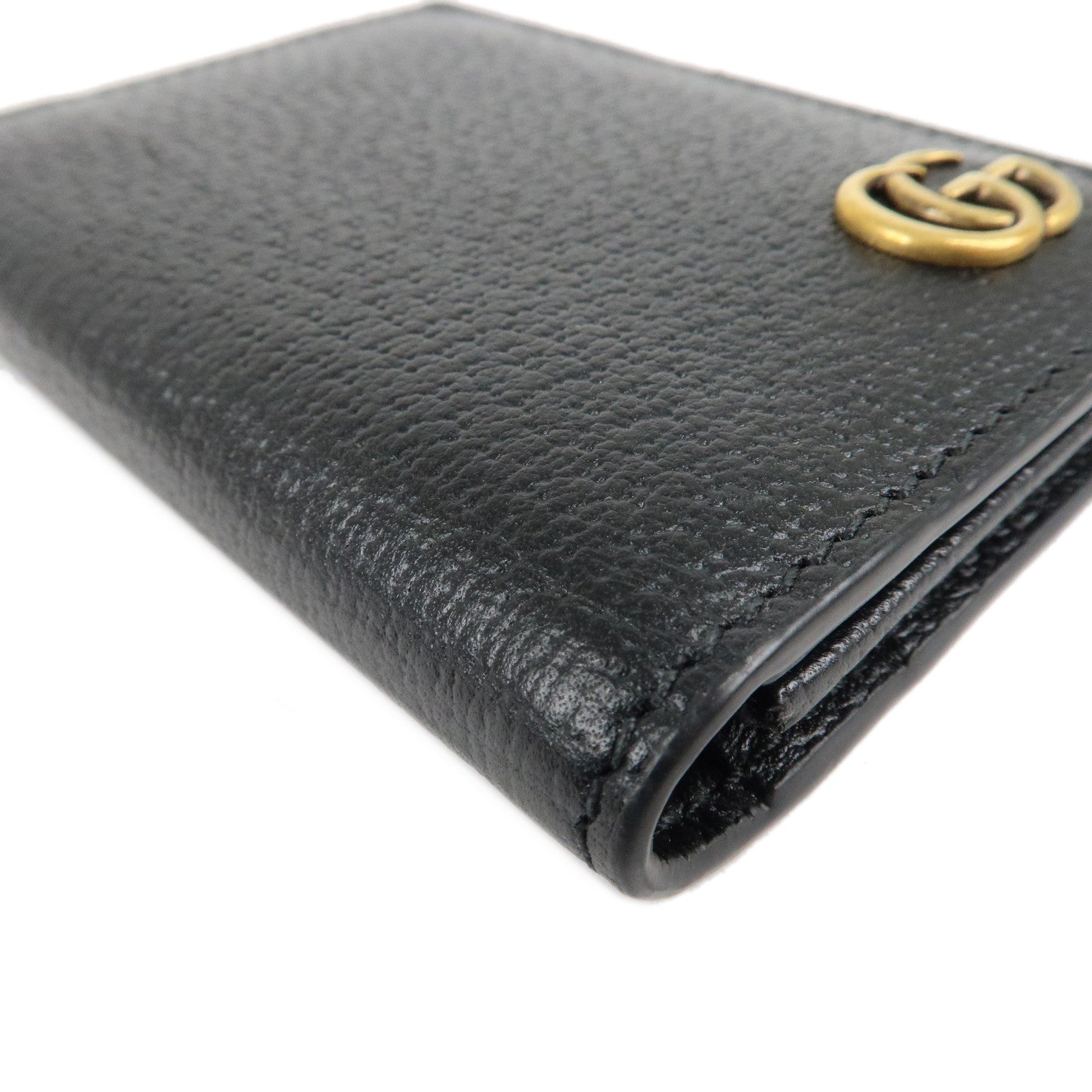 GUCCI GG Marmont Leather Bi-fold Card Case Black 428737 Used