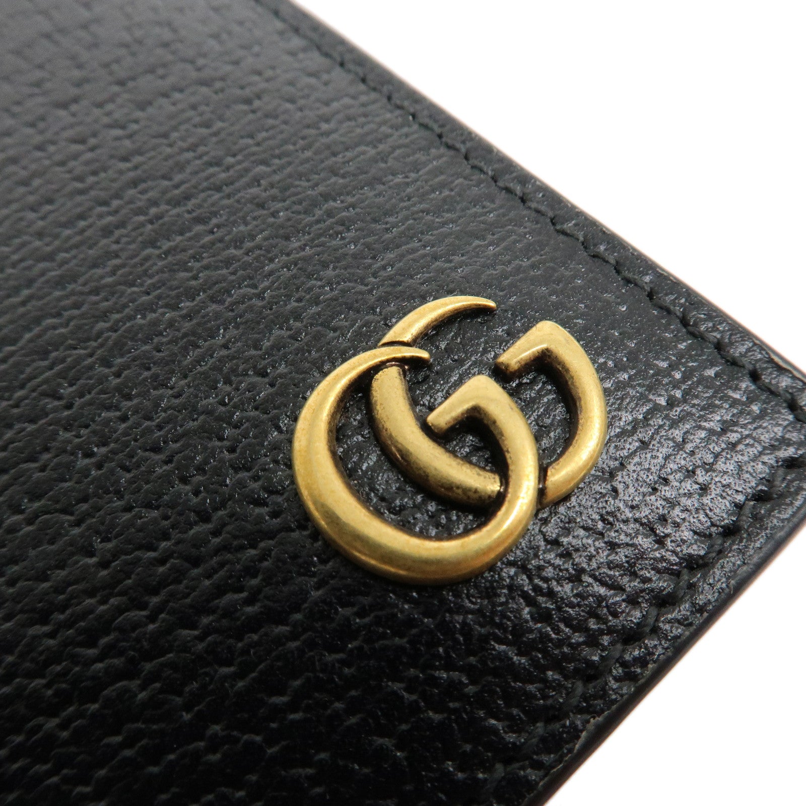 GUCCI GG Marmont Leather Bi-fold Card Case Black 428737 Used