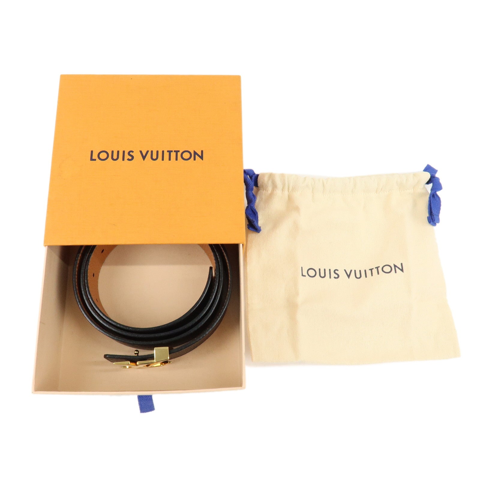 Louis Vuitton Santure LV Initial Belt 110/40 Black Gold HDW M9151