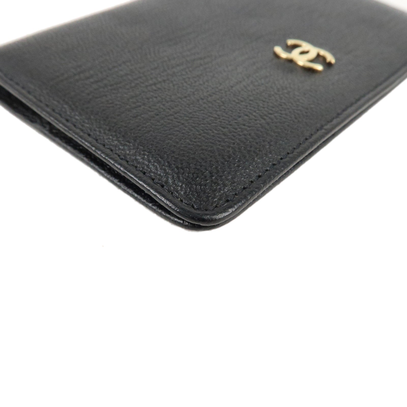 CHANEL COCO Mark Leather Card Case Black Used