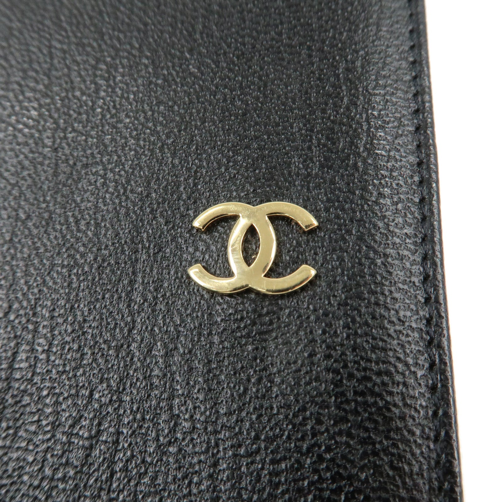 CHANEL COCO Mark Leather Card Case Black Used