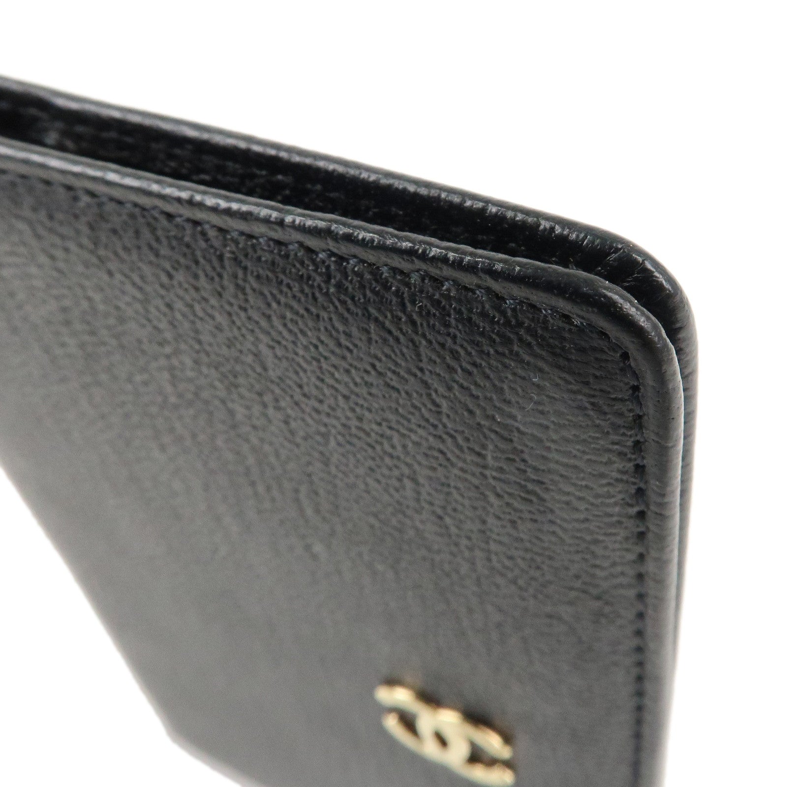 CHANEL COCO Mark Leather Card Case Black Used