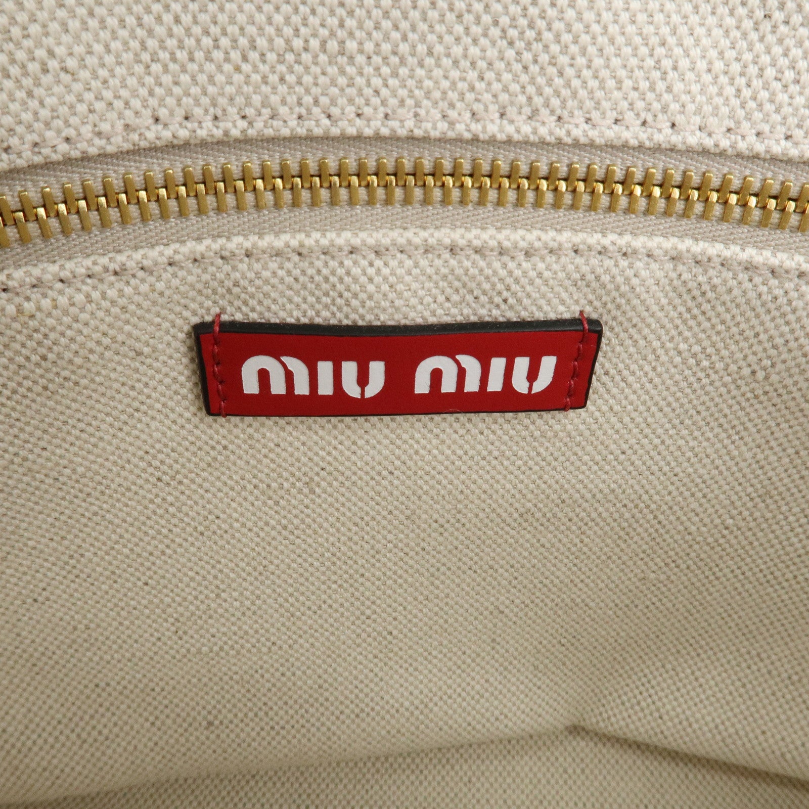 MIU MIU Canvas Leather Everywhere 2Way Beige Red 5BA085 Used