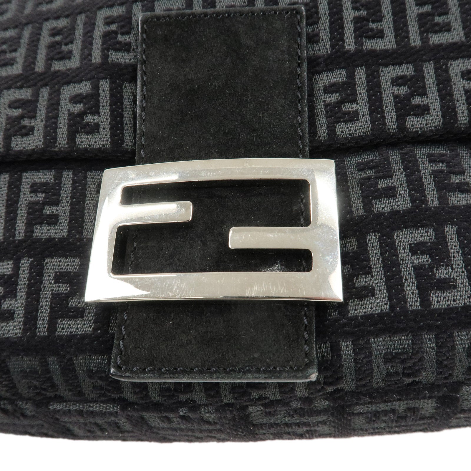 FENDI Zucchino Mamma Baguette Velour Suede Shoulder Bag 8BR001