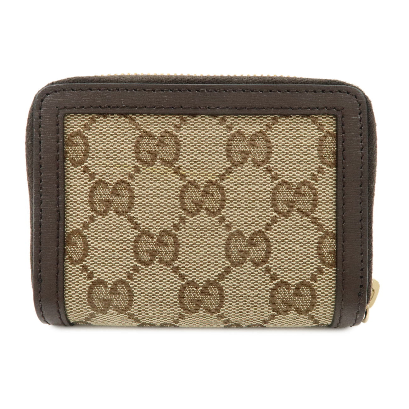 GUCCI Luce GG Canvas Leather RoundZip Coin Case Beige Brown 790037 Used