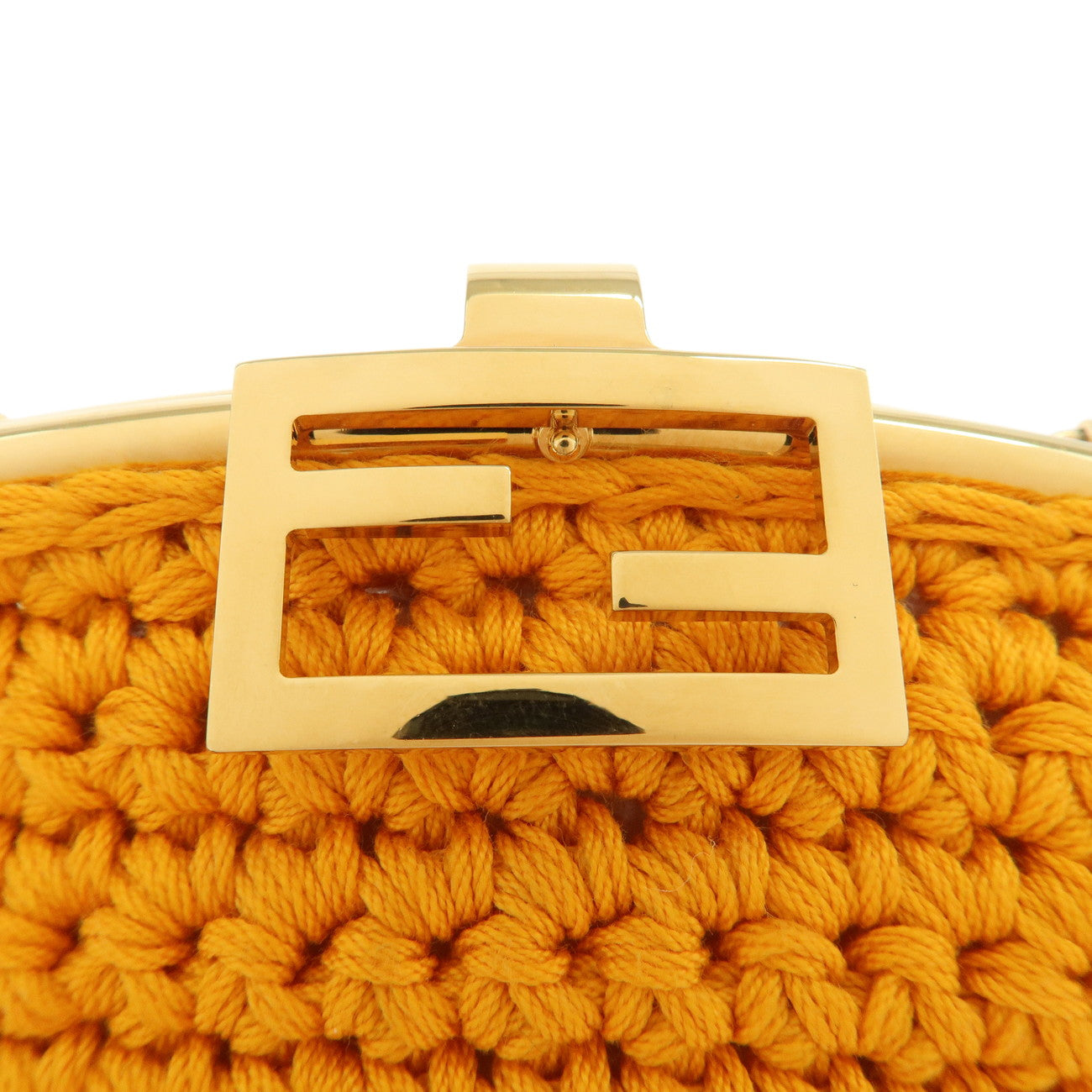 FENDI Cotton Baguette Cellphone Bag Shoulder Bag Orange 7AR966