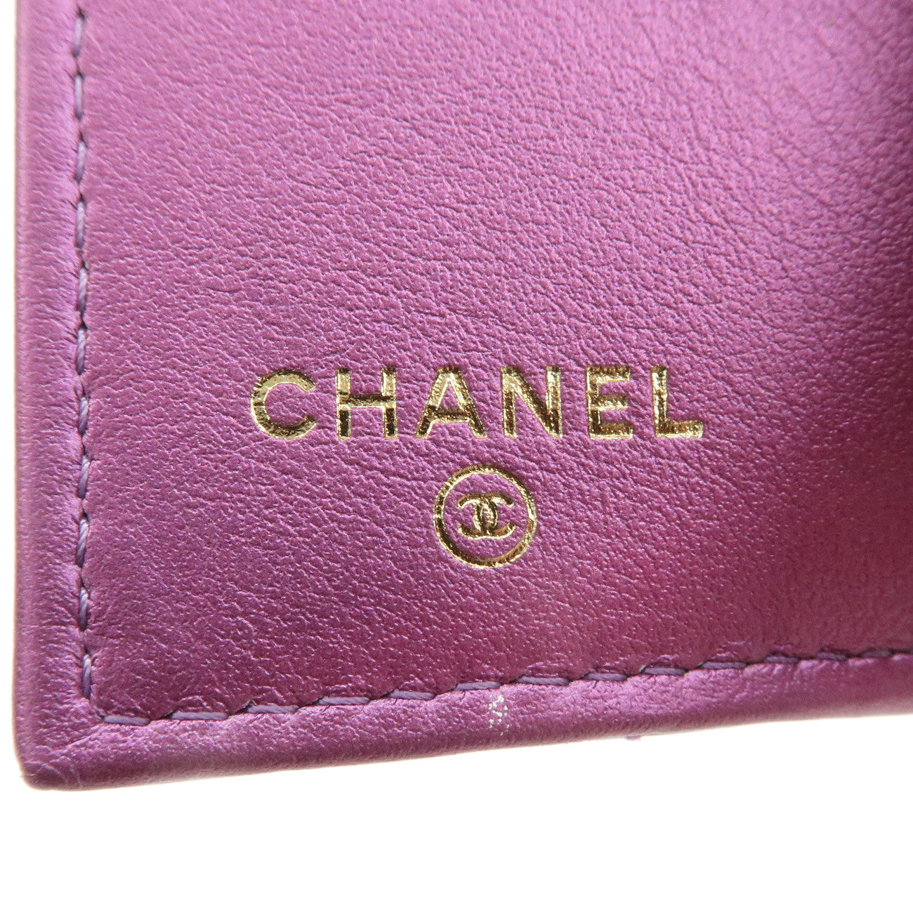 CHANEL Matelasse Lamb Skin Tri-Fold Wallet Gradation Purple A84401