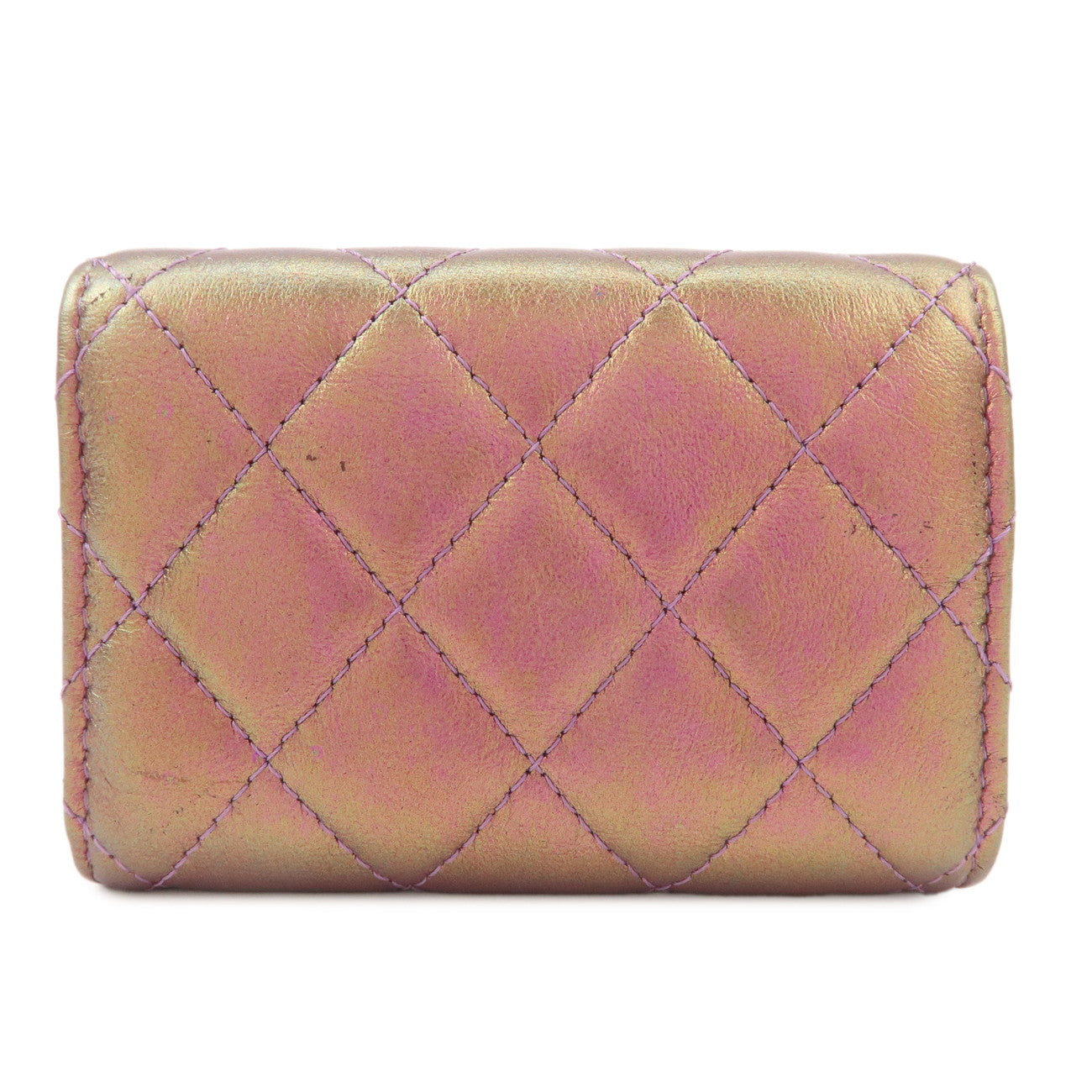 CHANEL Matelasse Lamb Skin Tri-Fold Wallet Gradation Purple A84401