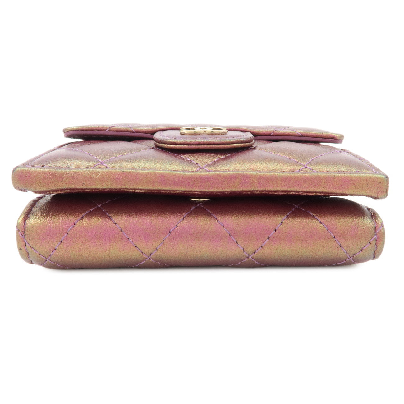 CHANEL Matelasse Lamb Skin Tri-Fold Wallet Gradation Purple A84401