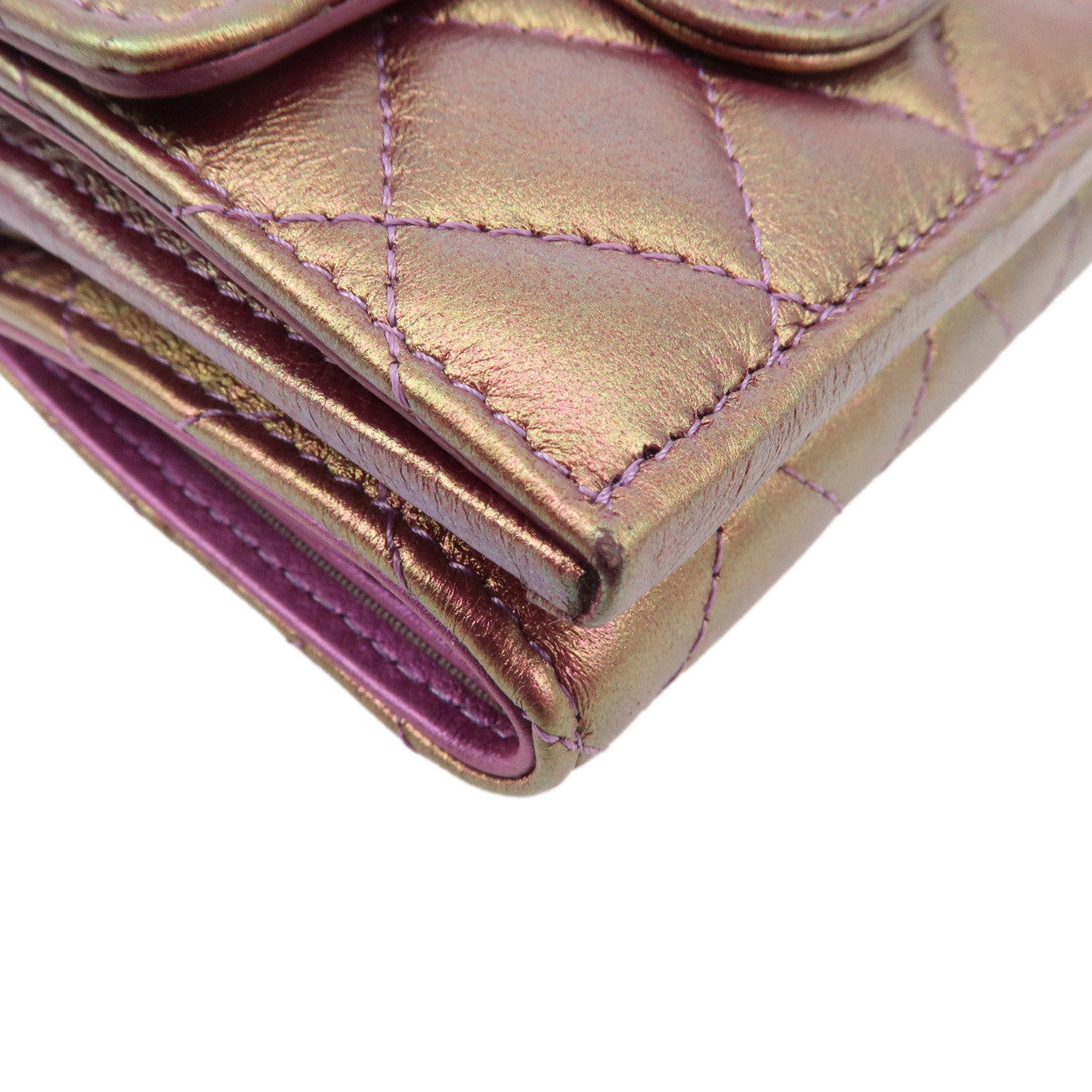 CHANEL Matelasse Lamb Skin Tri-Fold Wallet Gradation Purple A84401