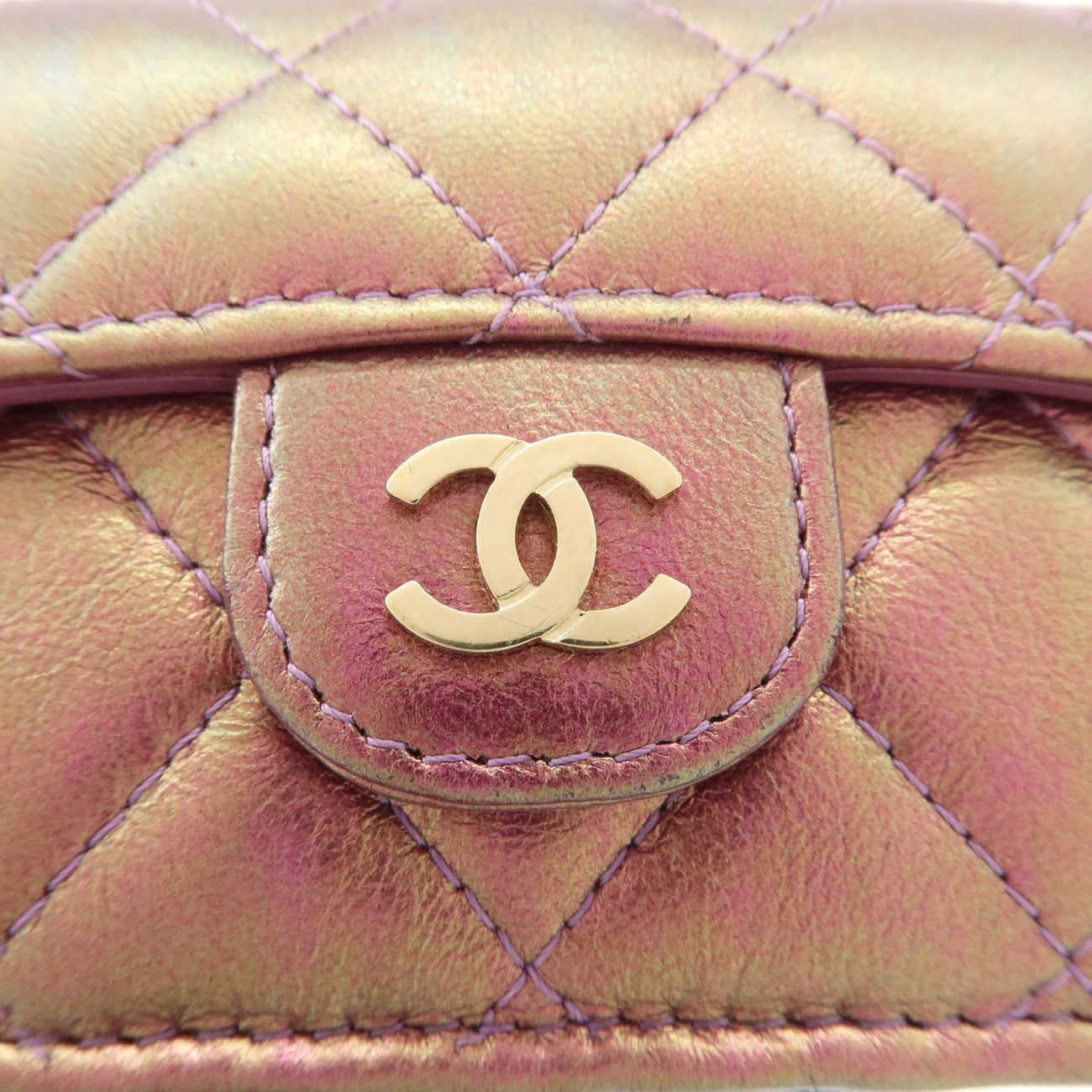 CHANEL Matelasse Lamb Skin Tri-Fold Wallet Gradation Purple A84401