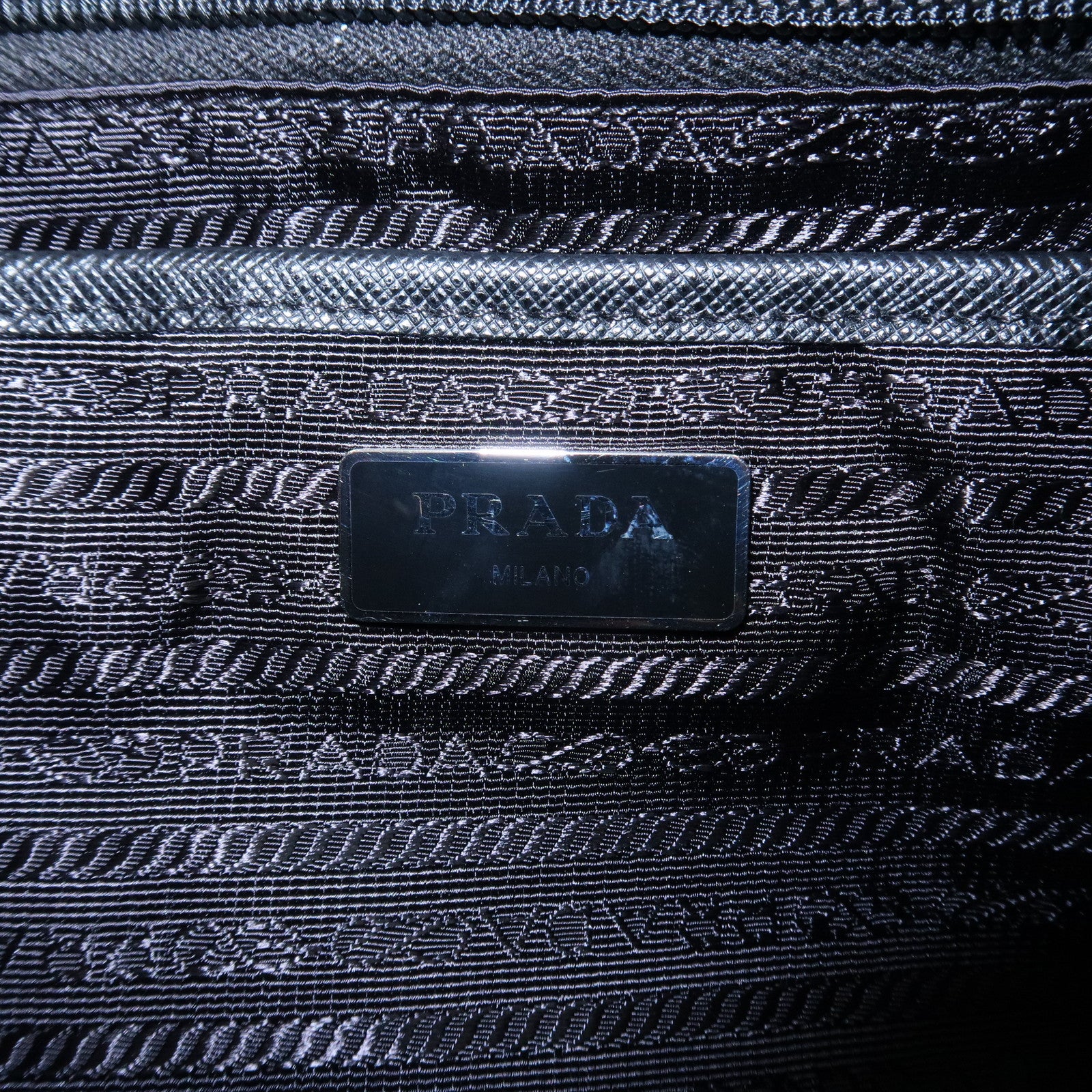 PRADA Logo Nylon Leather Heart Motif Back Pack Black 1BZ006