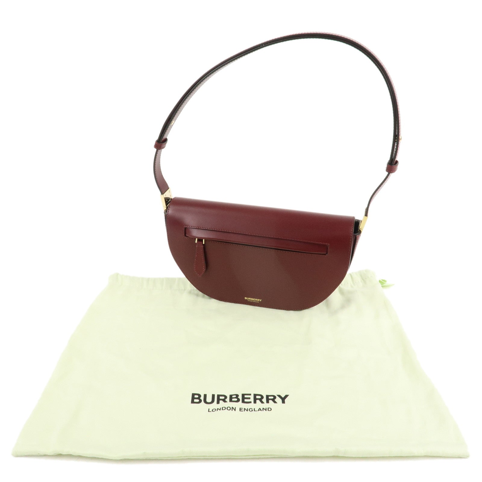 BURBERRY Leather Small Olympia Bag Shoudler Bag Burgundy -