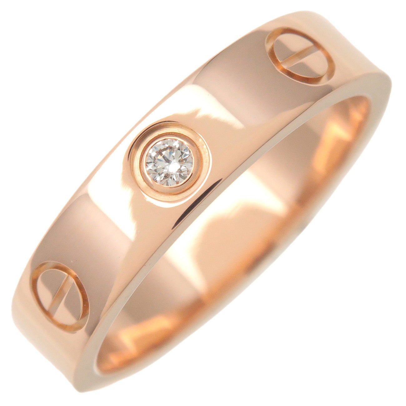 Cartier-Mini-Love-1P-Diamond-Ring-K18-750PG-Rose-Gold-#49-US5-EU49