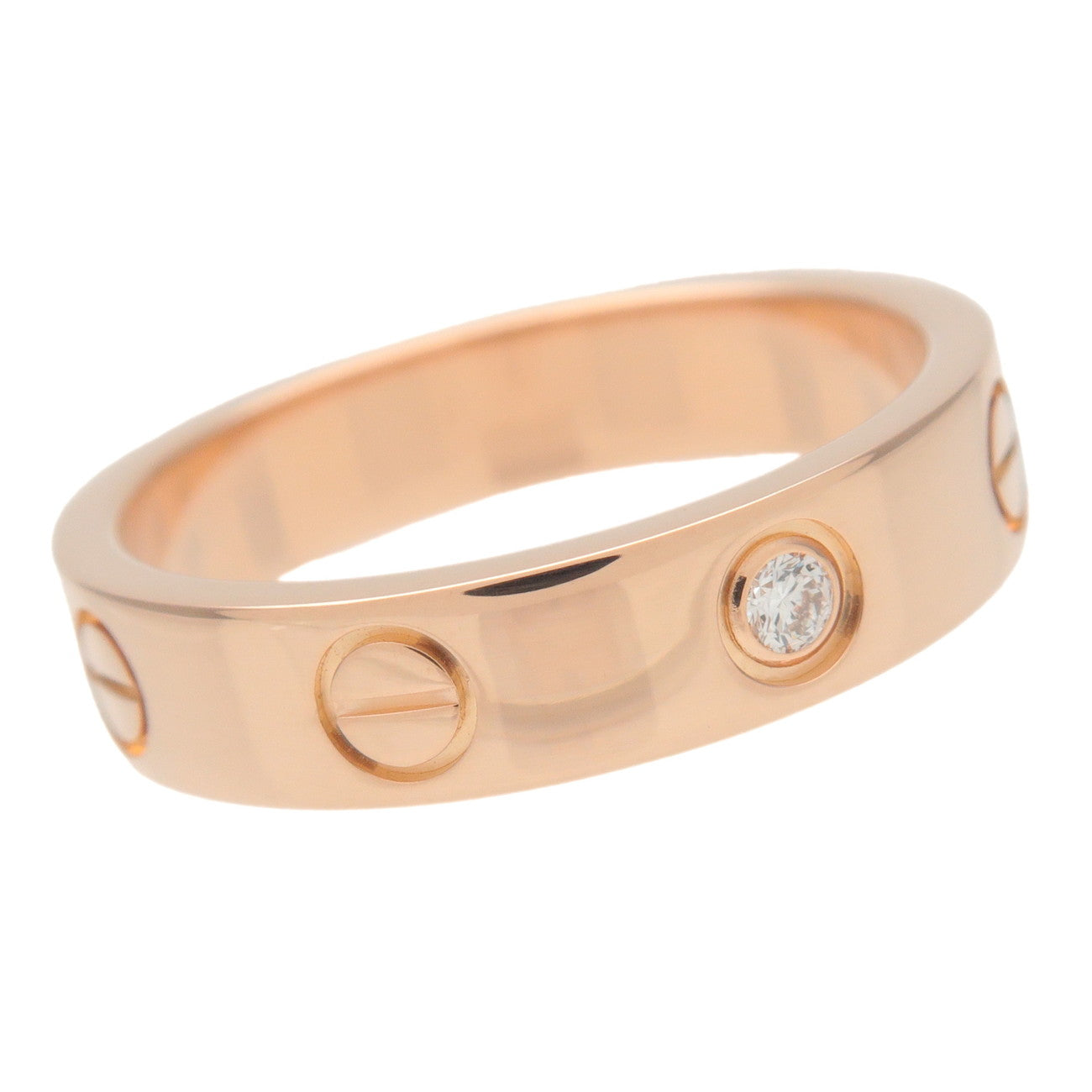 Cartier Mini Love 1P Diamond Ring K18 750PG Rose Gold #49 US5 EU49