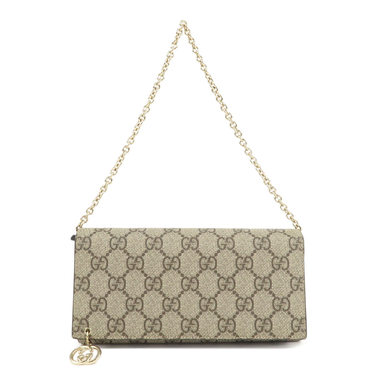 GUCCI-Interlocking-G-GG-Supreme-Leather-Chain-Wallet-Beige-224262