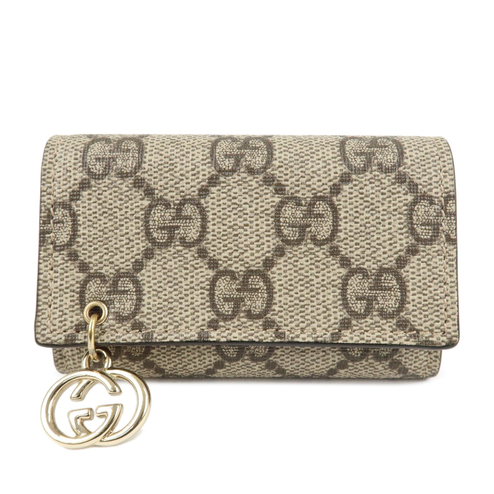 GUCCI-Interlocking-G-GG-Supreme-6-Rings-Key-Case-Beige-212111