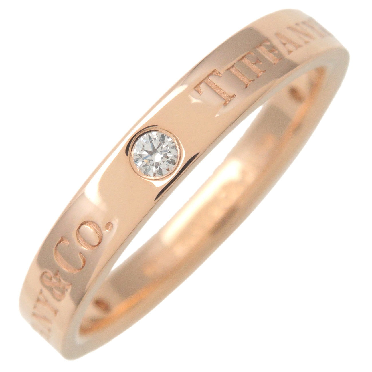 Tiffany&Co.-Flat-Band-Ring-3P-Diamond-K18PG-Rose-Gold-US6-6.5