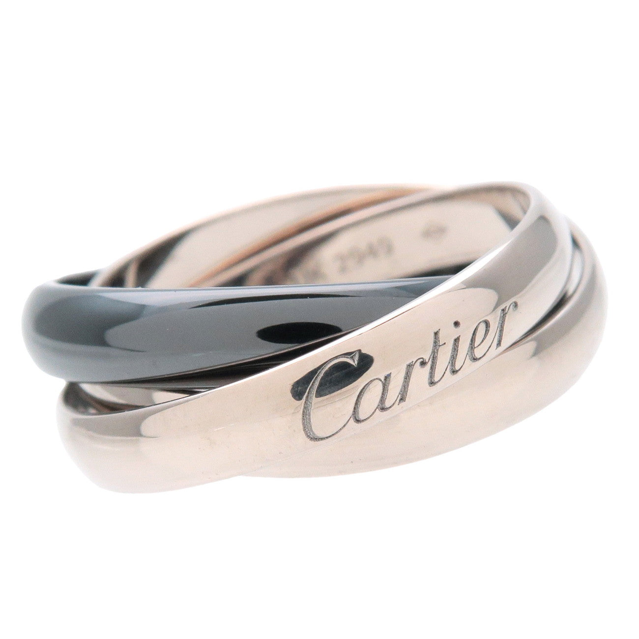 Cartier Trinity Ring MM K18 750YG/WG/PG #53 US6.5 White Gold Black Used