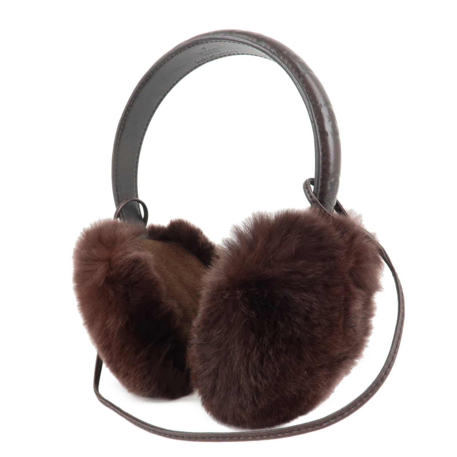 GUCCI-Leather-Earmuffs-Dark-Brown-245929