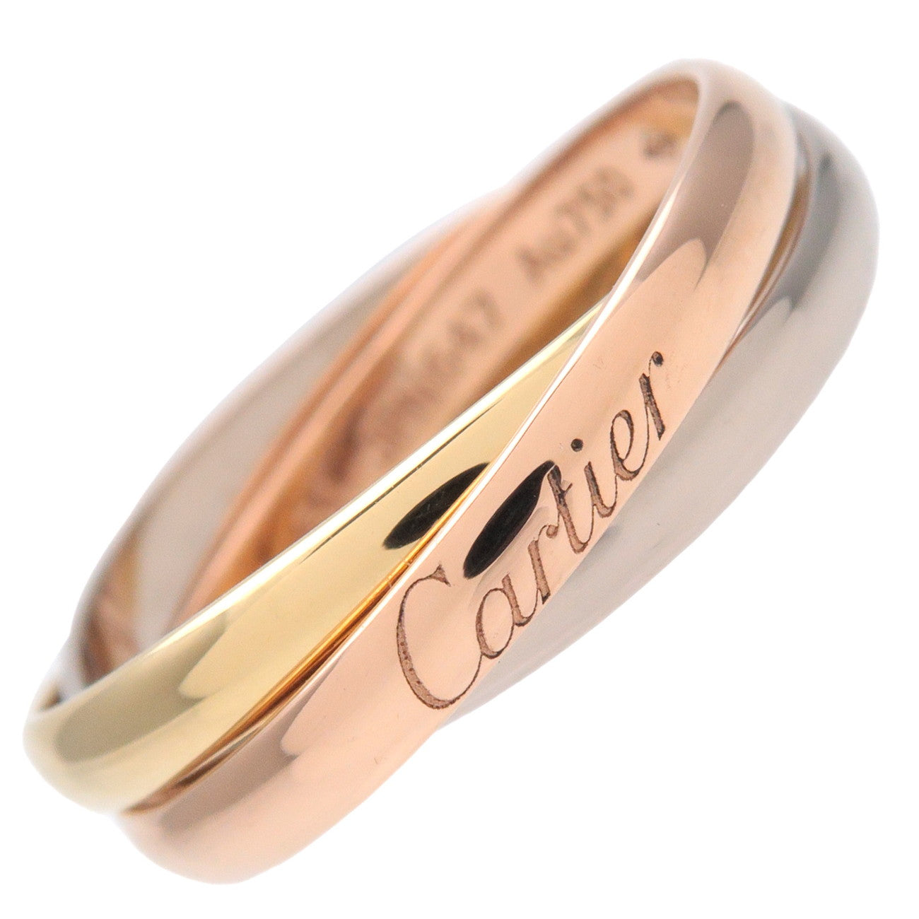 Cartier-Trinity-Ring-MM-K18-750YG/WG/PG-#51-US6-Yellow-Gold