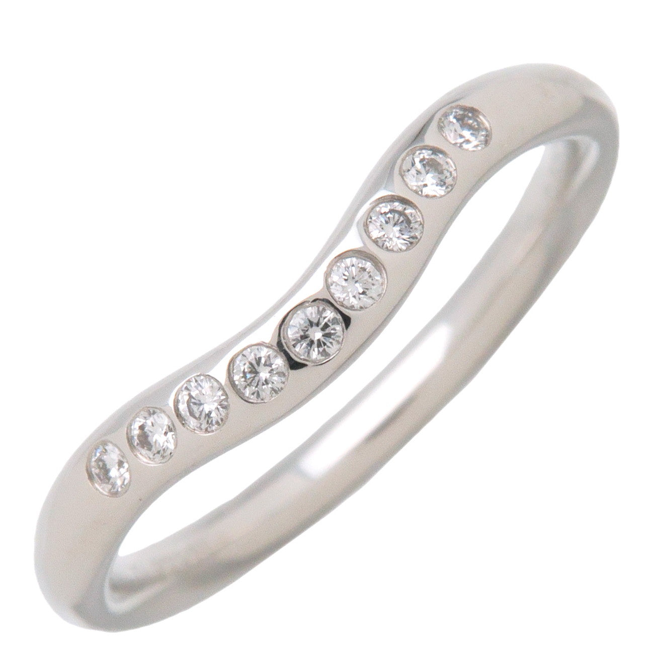 Tiffany&Co.-Curved-Band-9P-Diamond-Ring-PT950-Platinum-US4.5