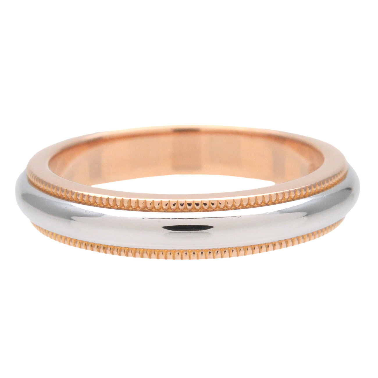 Tiffany&Co. Milgrain Band Ring K18 750PG Rose Gold PT950 US5 Used