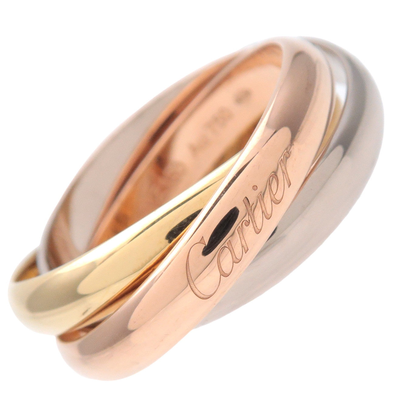 Cartier-Trinity-Ring-MM-K18-750YG/WG/PG-#54-US6.5-7-Yellow-Gold