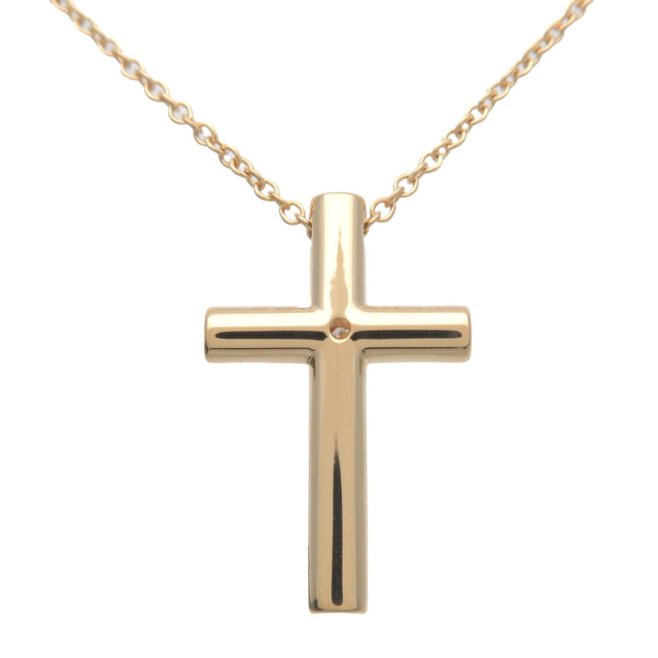 Tiffany&Co. Cross 1P Diamond Necklace K18YG 750YG Yellow Gold