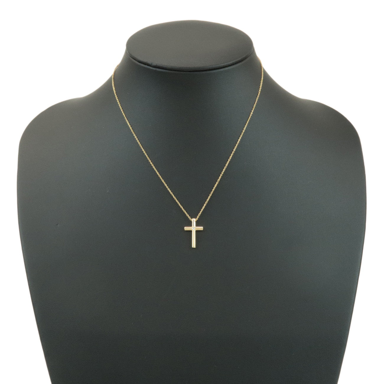 Tiffany&Co. Cross 1P Diamond Necklace K18YG 750YG Yellow Gold