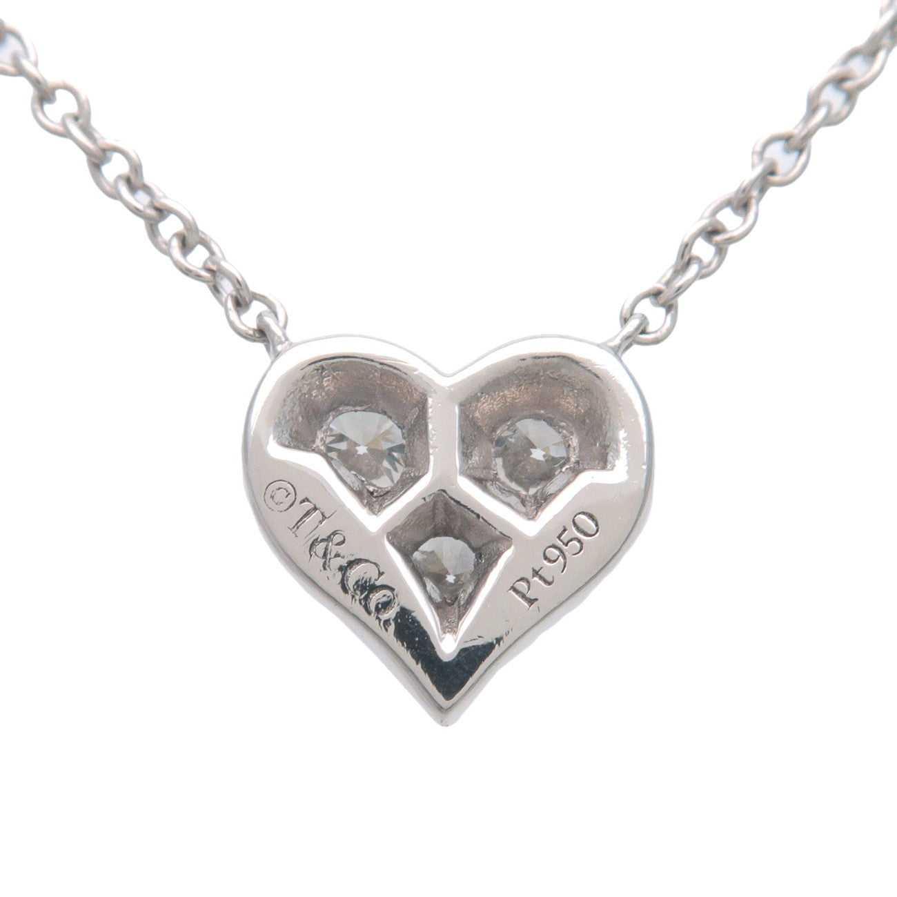 Tiffany&Co. Sentimental Heart 3P Diamond Necklace PT950 Platinum