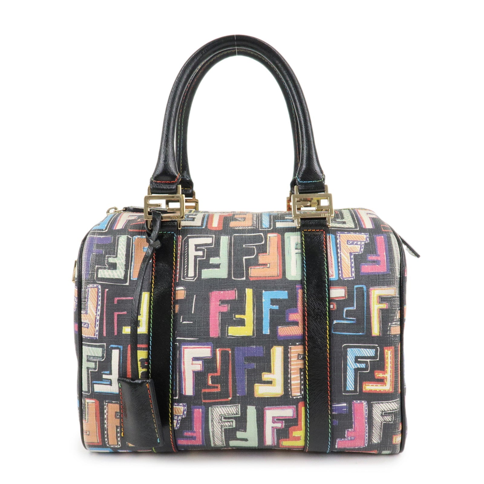 FENDI-Zucca-Canvas-Leather-Mini-Boston-Bag-Multicolor-8BL068/BBP