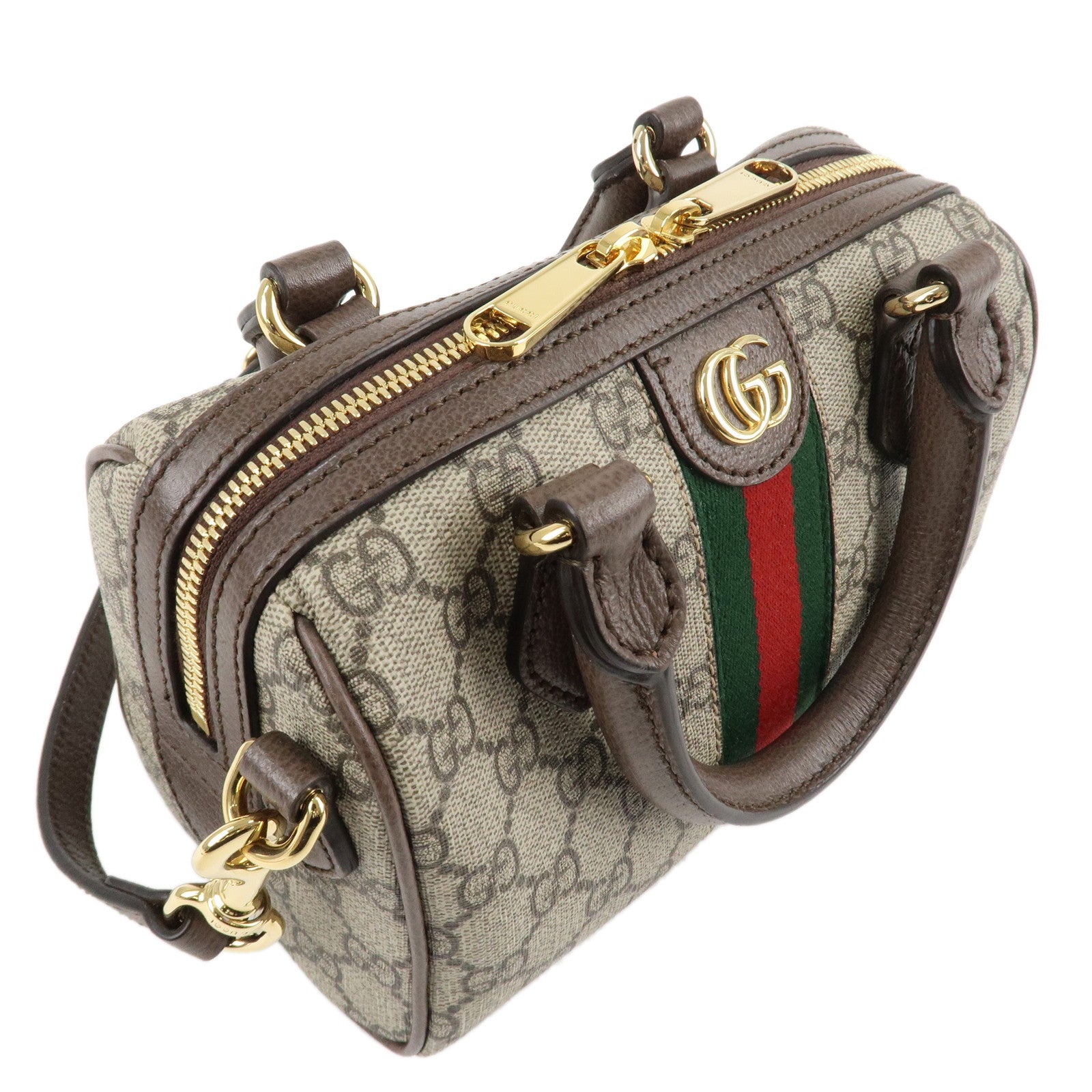 GUCCI Ophidia Sherry GG Supreme Leather 2Way Boston Bag 772053