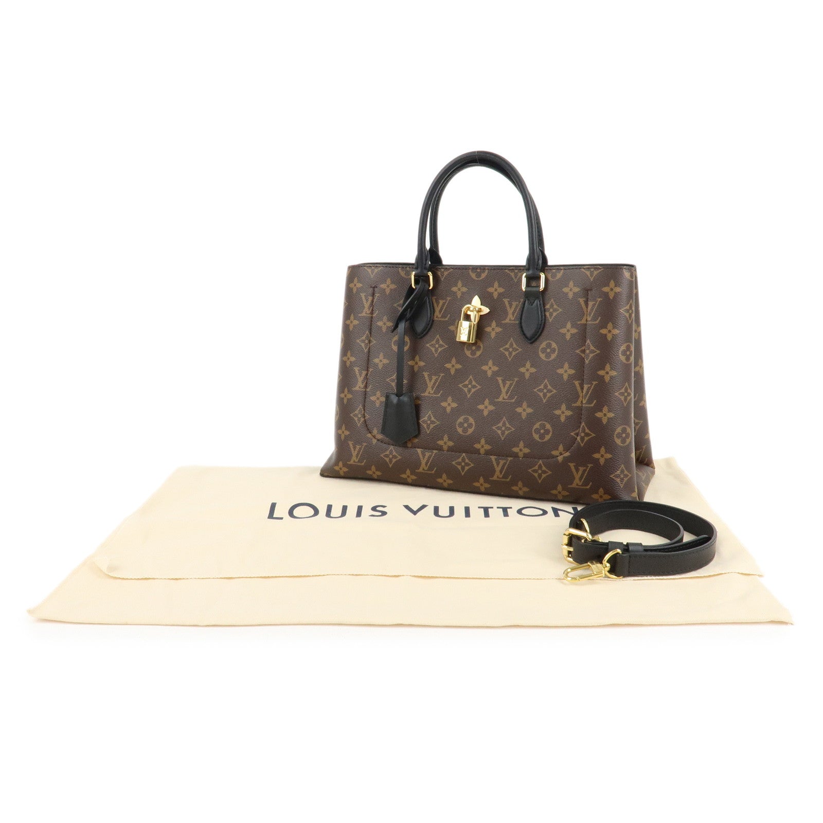 Louis Vuitton Monogram Flower Tote Bag 2Way Bag Noir M43550 Used