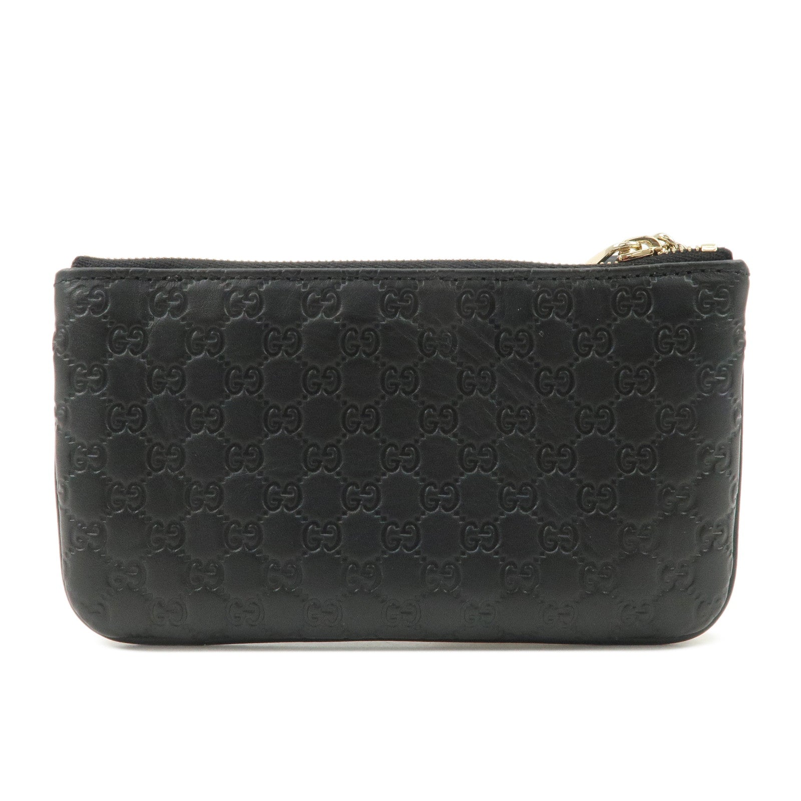 GUCCI Micro Guccissima Leather Coin Case Black 544248 Used