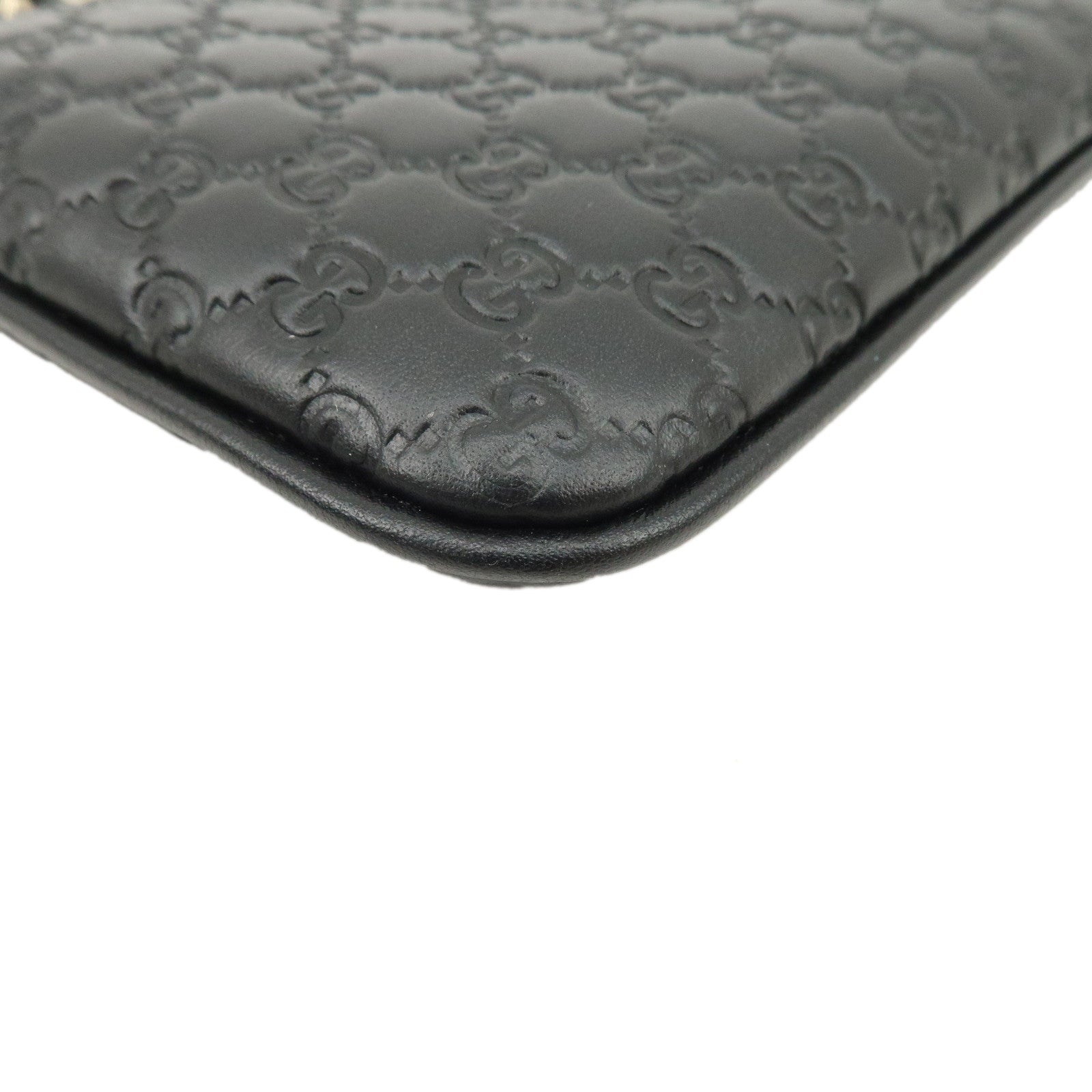 GUCCI Micro Guccissima Leather Coin Case Black 544248 Used