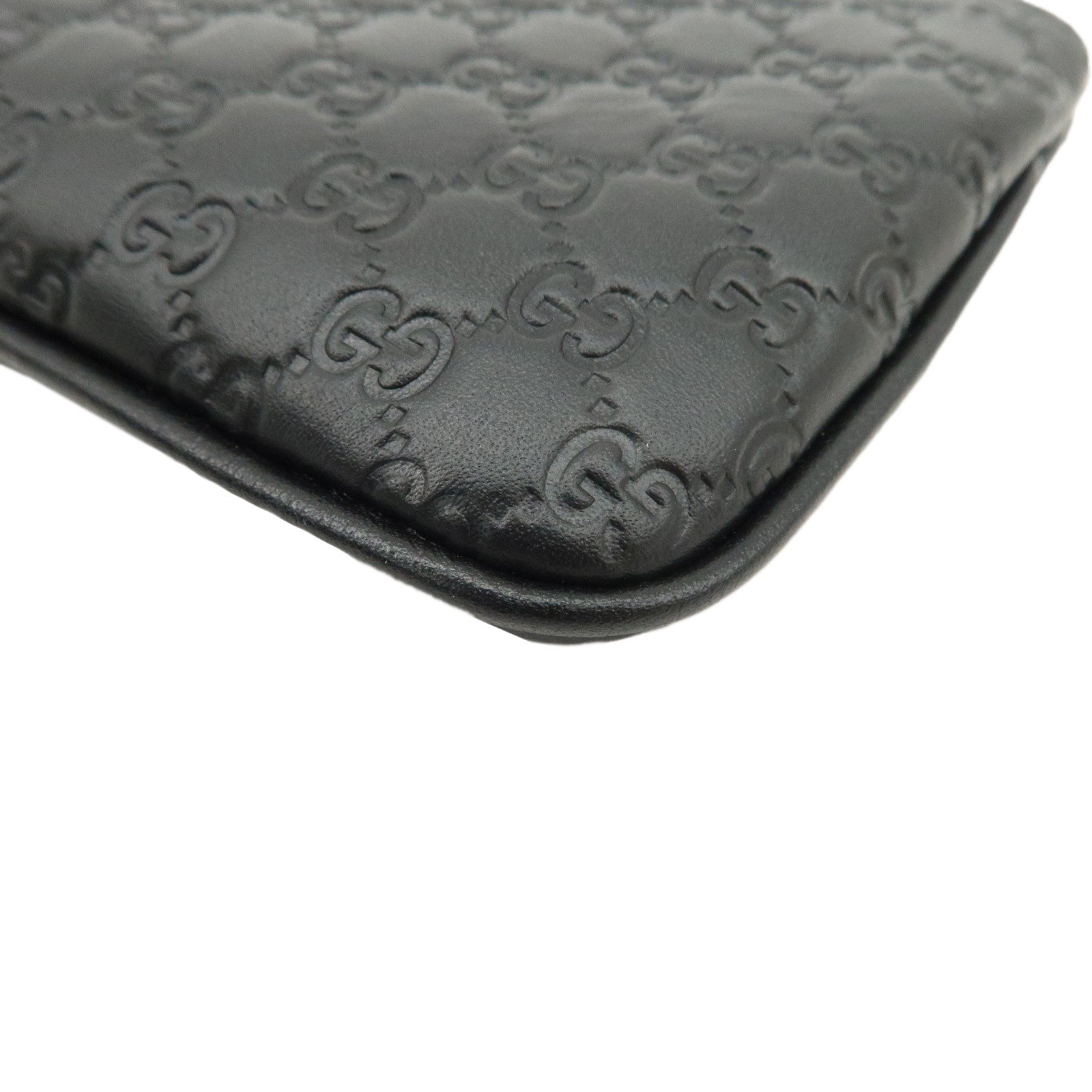 GUCCI Micro Guccissima Leather Coin Case Black 544248 Used