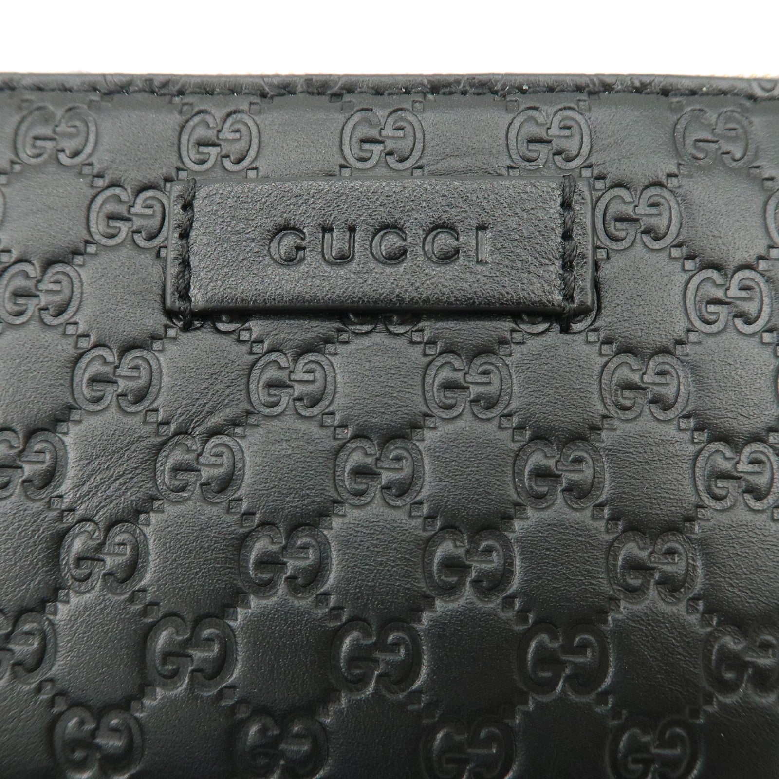 GUCCI Micro Guccissima Leather Coin Case Black 544248 Used