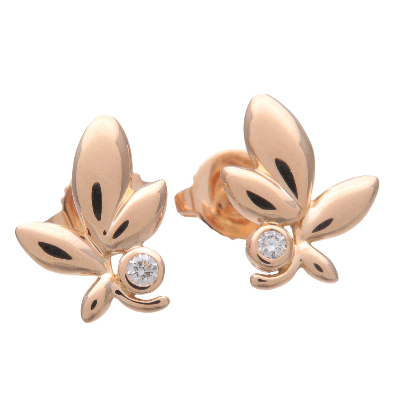 Tiffany&Co. Olive Leaf 1P Diamond Earring K18 750PG Rose Gold