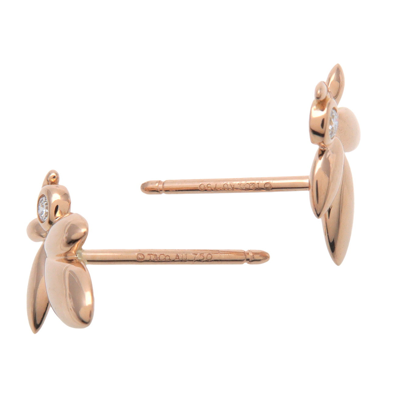 Tiffany&Co. Olive Leaf 1P Diamond Earring K18 750PG Rose Gold