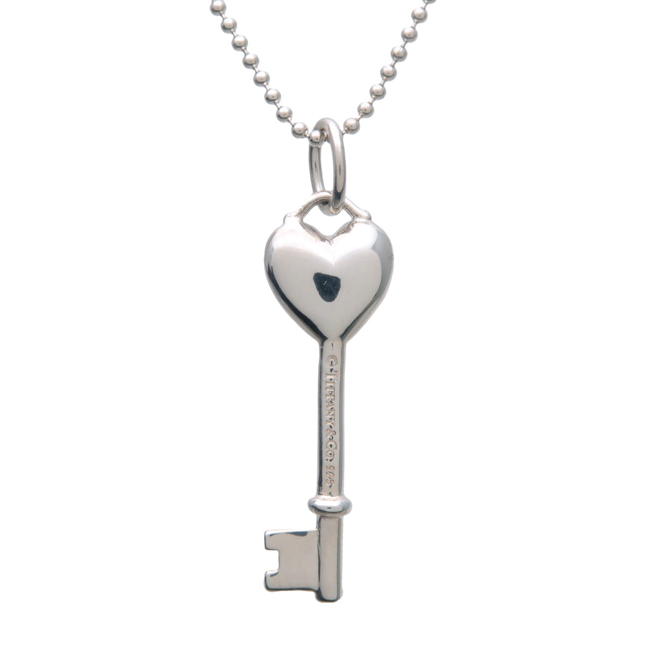 Tiffany&Co. Heart Key 1P Diamond Necklace SV925 Silver Used