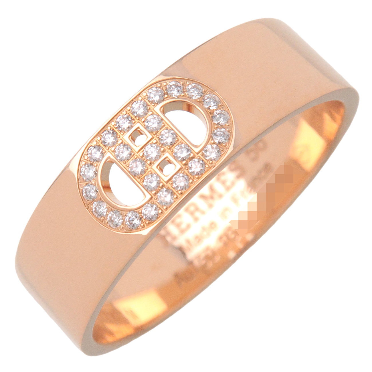 HERMES-H-Dunkle-Diamond-Ring-PM-K18PG-Rose-Gold-#56-US7.5-8