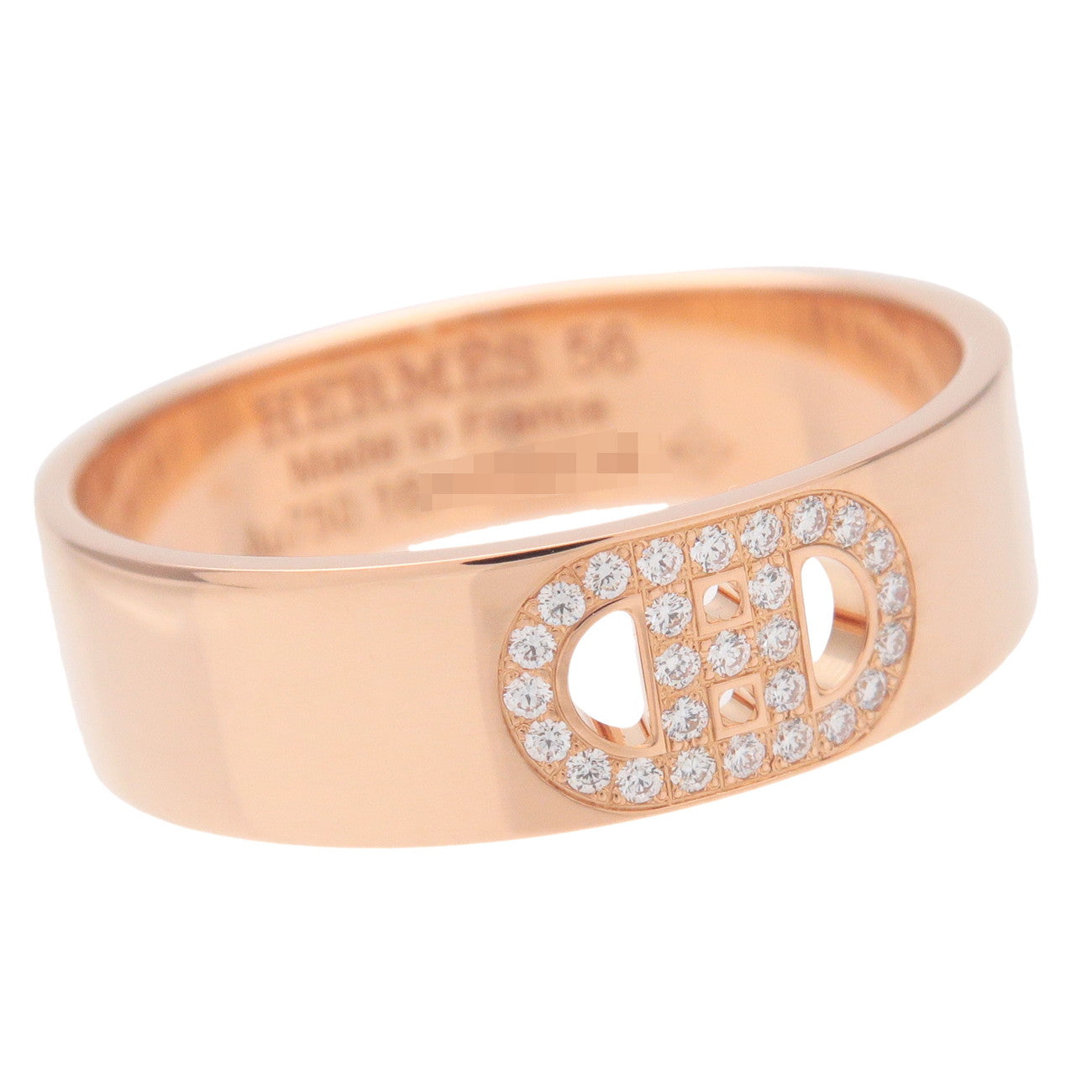 HERMES H Dunkle Diamond Ring PM K18PG Rose Gold #56 US7.5-8